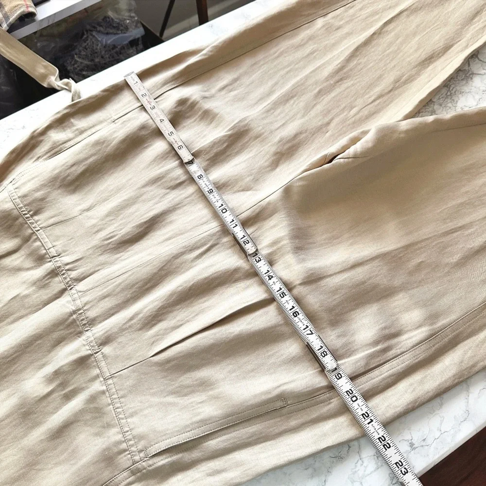 Banana Republic Gold Shimmer Tan Linen Sleeveless Tie Waist Jumpsuit Size Small